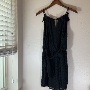 NWT Bar III Women's Swiss Dot Halter Romper - Black - Medium